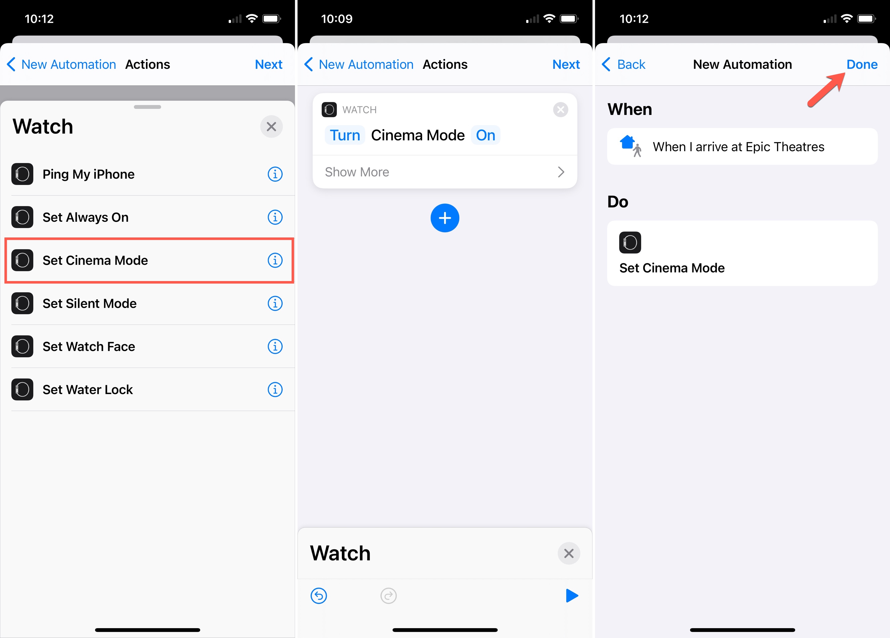 Apple Watch Theater Mode Automation