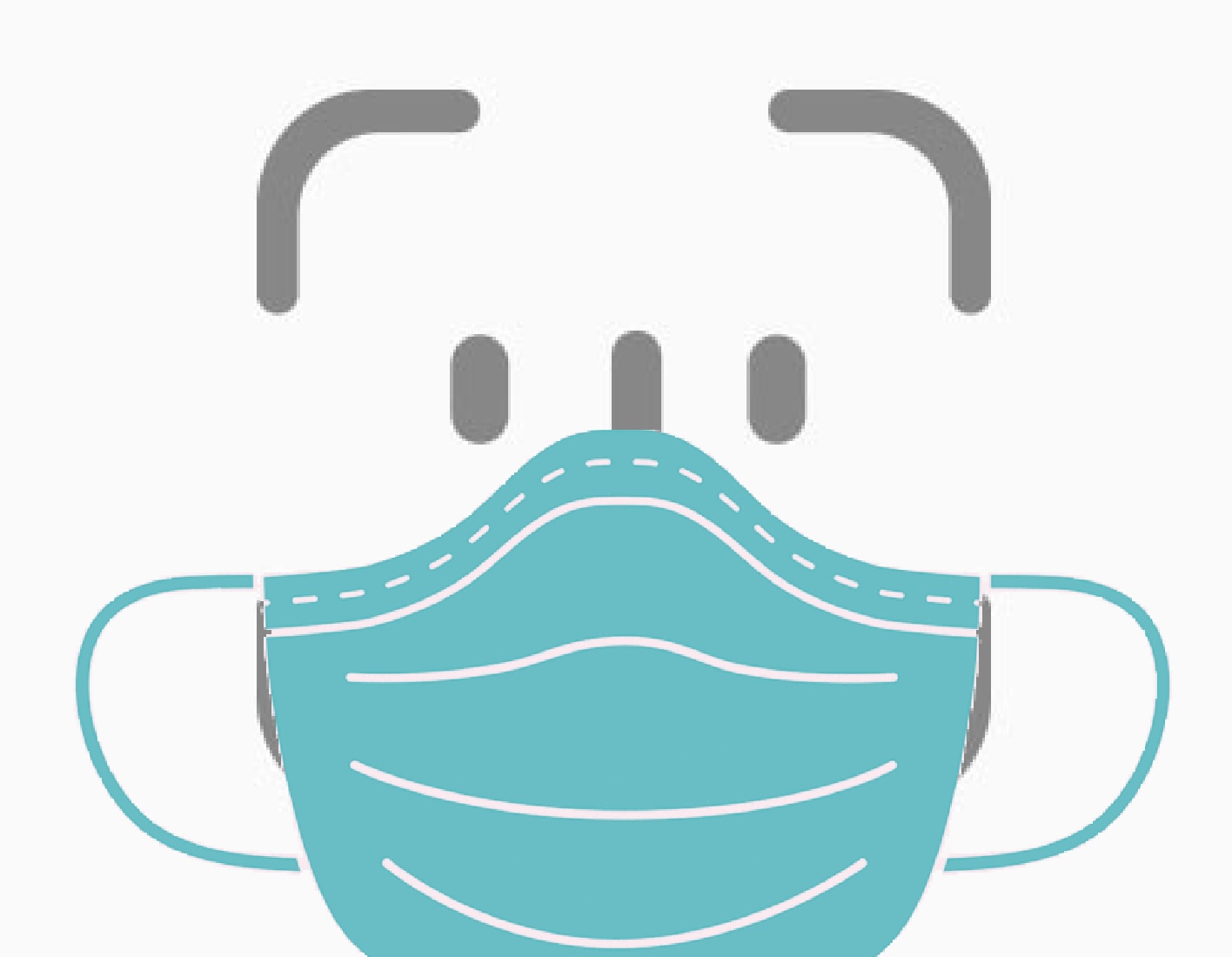 An illustration showing Apple's Face ID icon glyph wearing a face mask