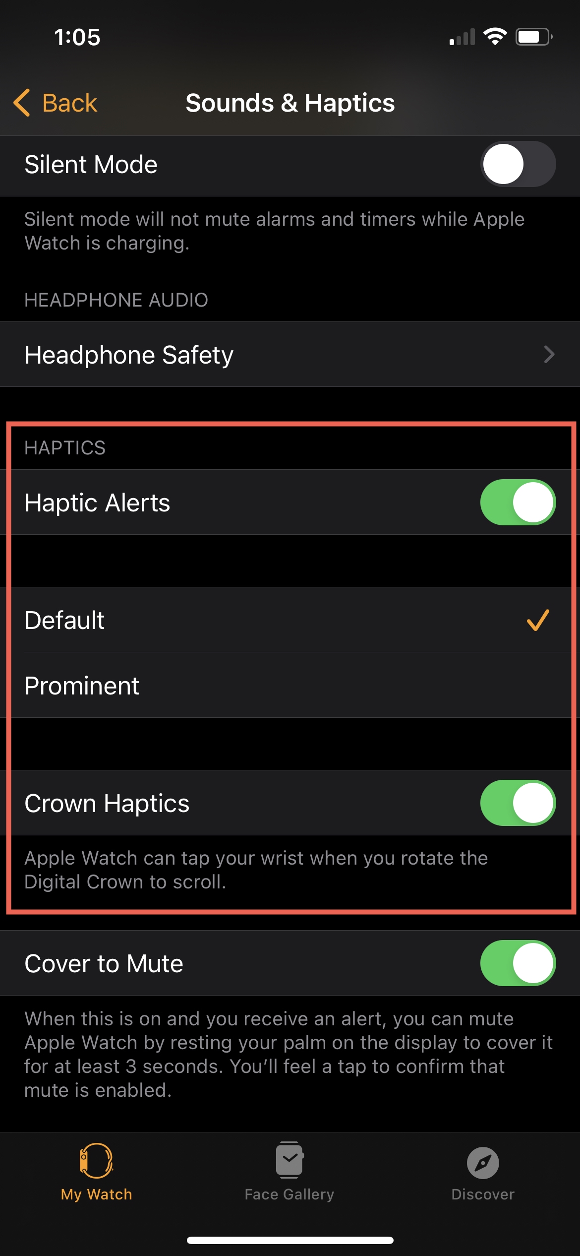 Haptic Alerts Default in Watch on iPhone
