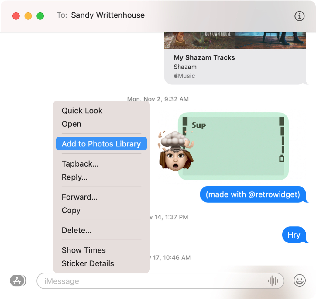 Mac Messages Add to Photos Library