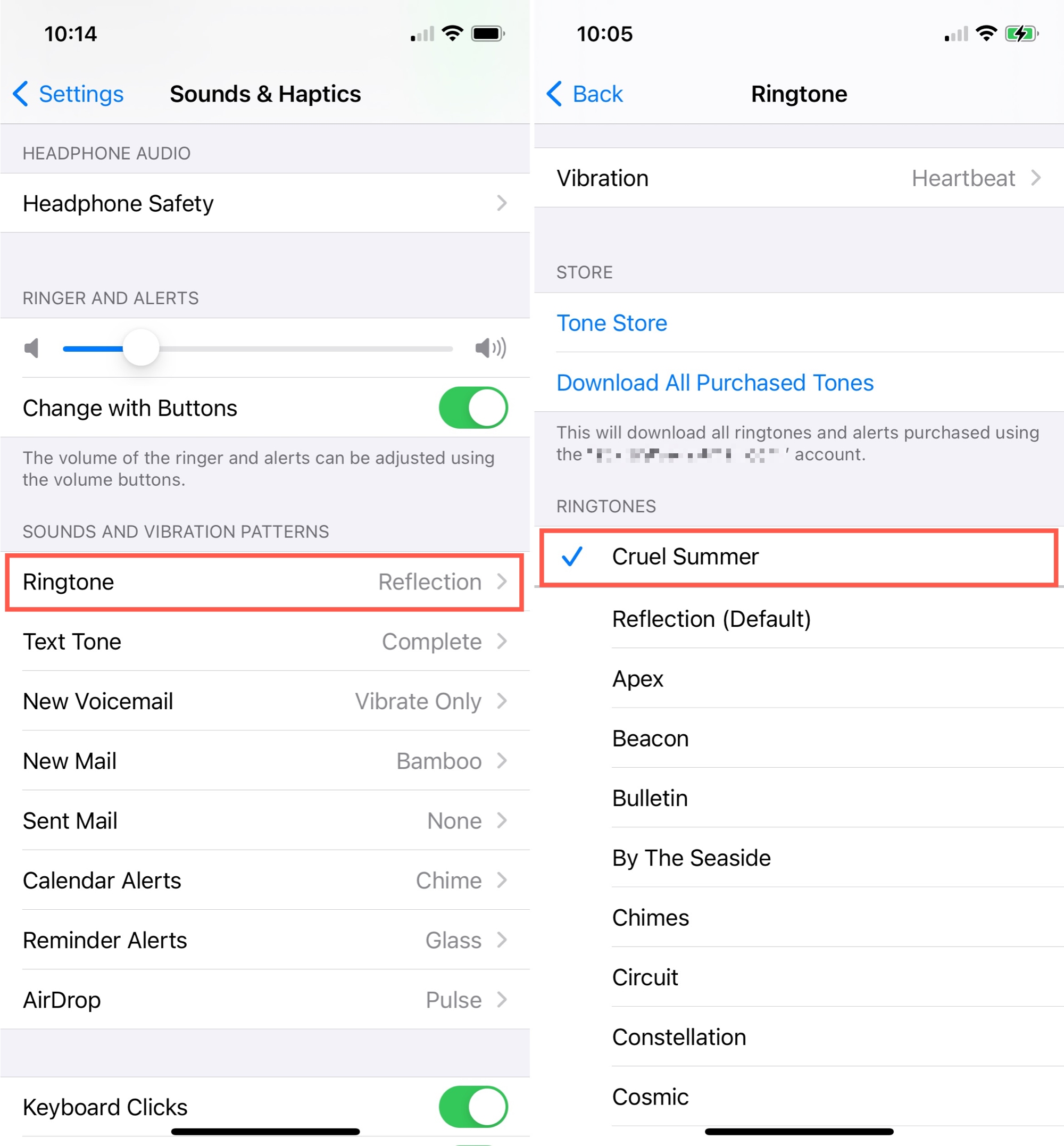 Select New Ringtone on iPhone