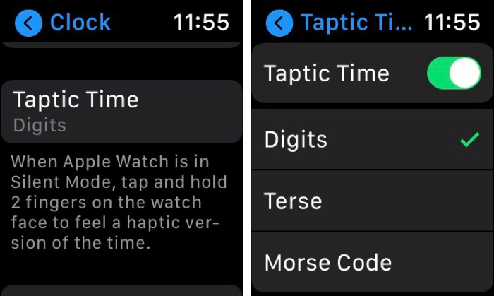Taptic Time Digits on Apple Watch