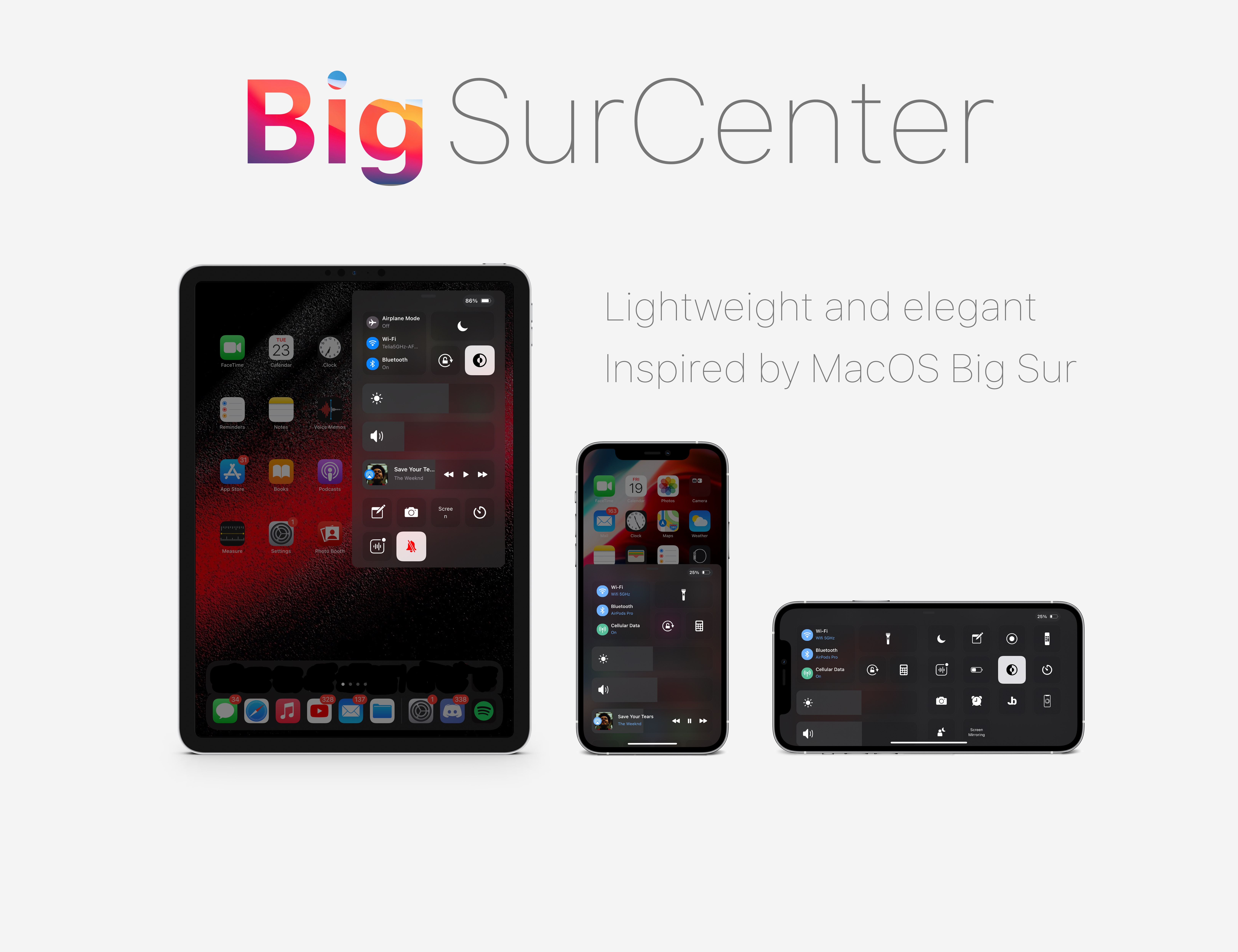 Popular BigSurCenter jailbreak tweak that transforms Control Center’s aesthetics on pwned iPhones & iPads adds iOS 16 support