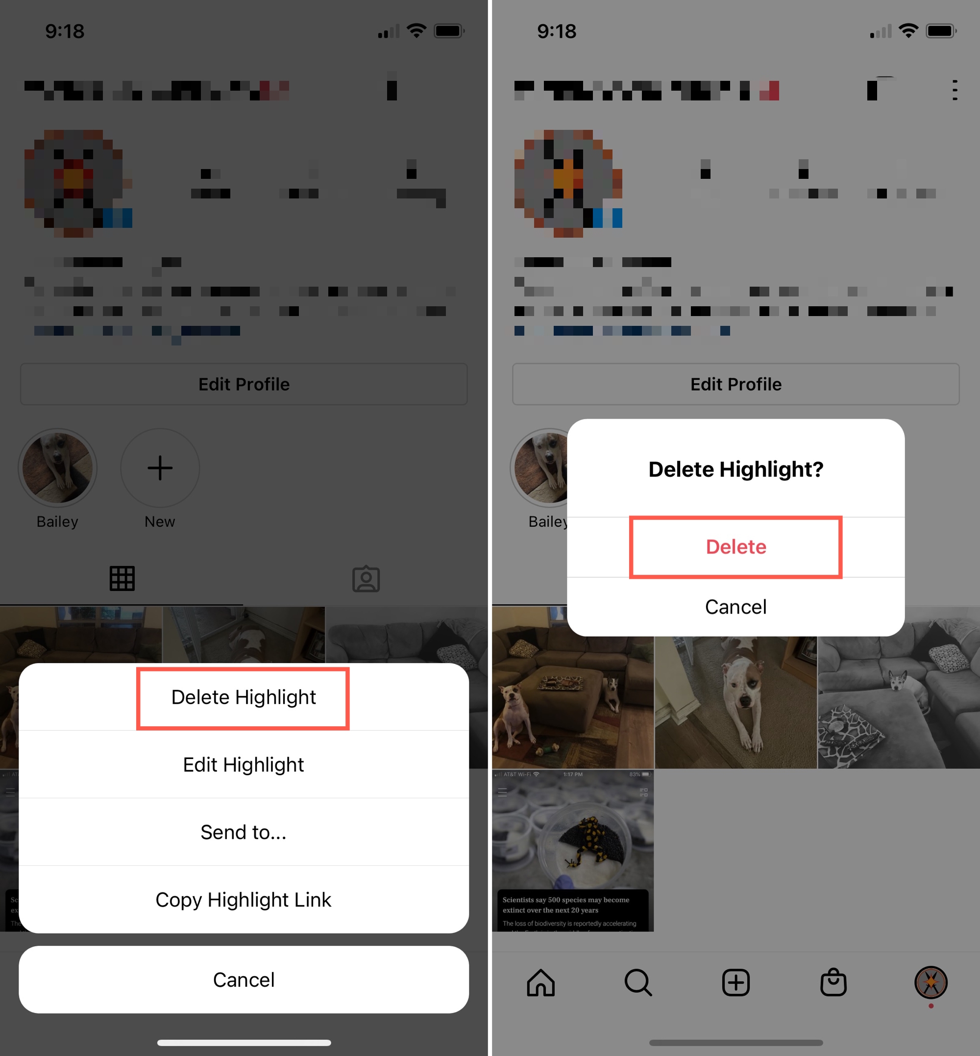 Delete an Instagram Story Highlight