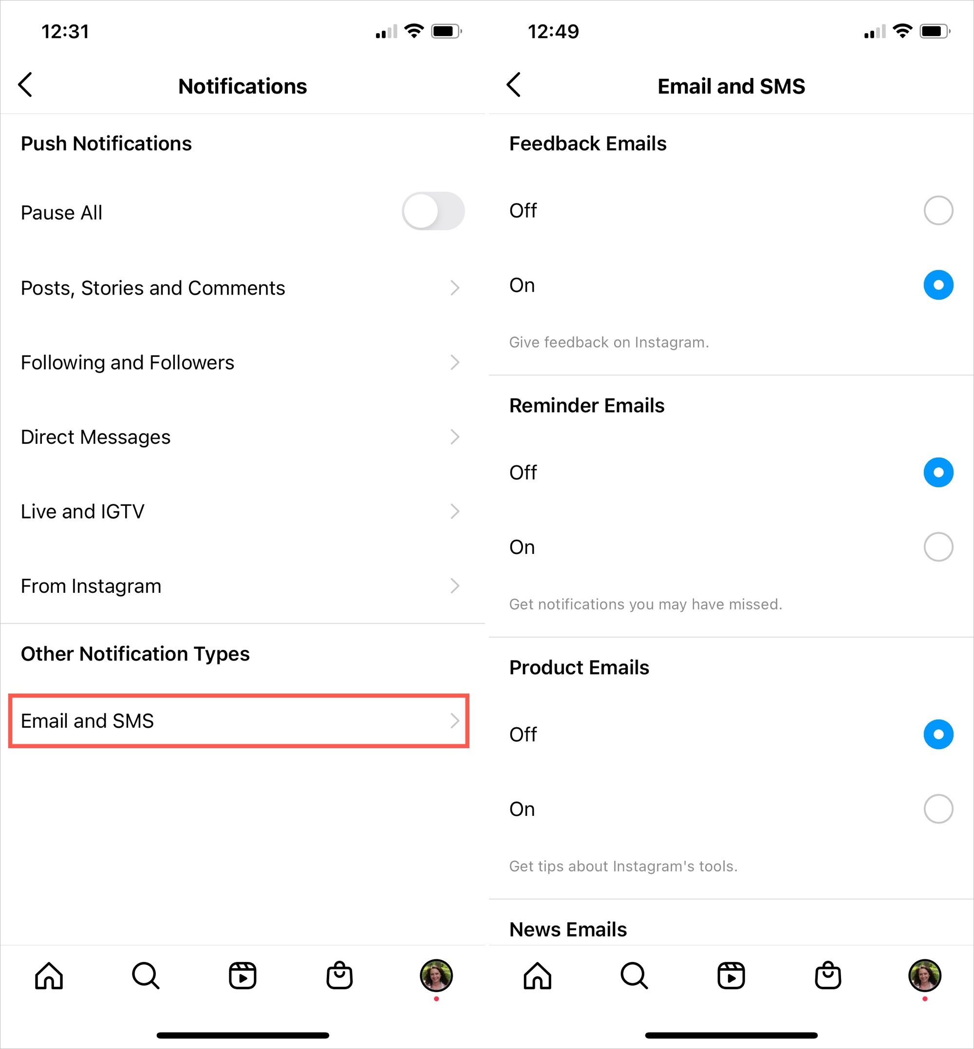 Instagram Notifications for Emails
