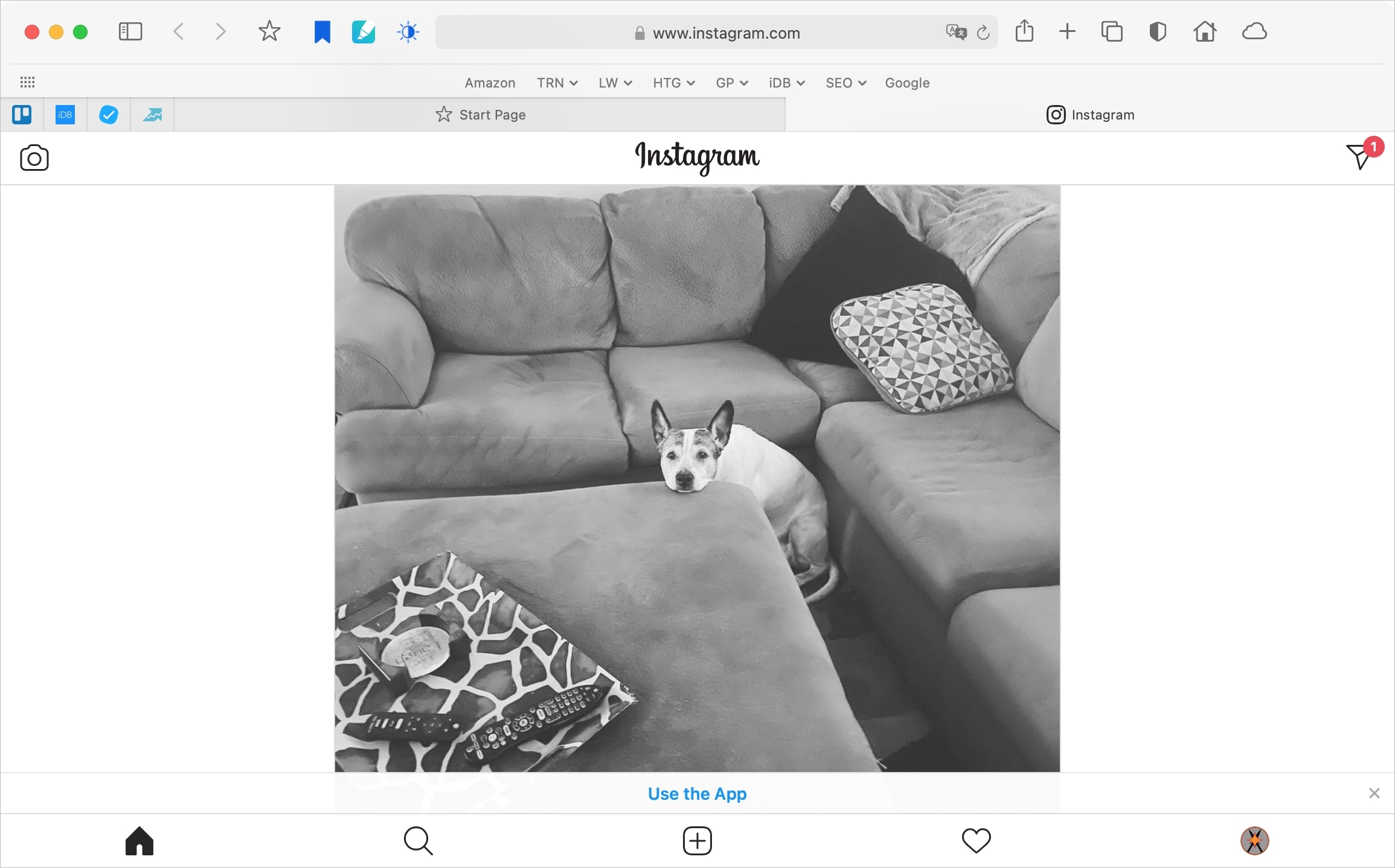 Publication Instagram de Safari sur Mac