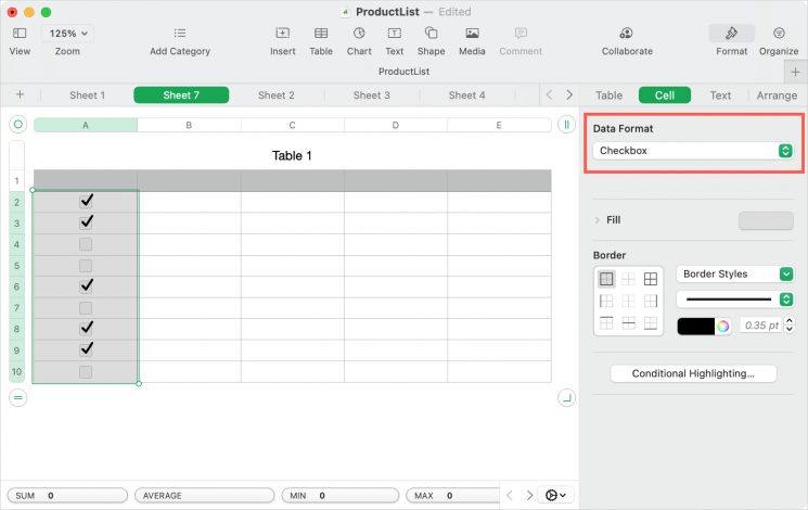 Numbers With Checkboxes How to add check boxes, sliders, and star ratings in Numbers
