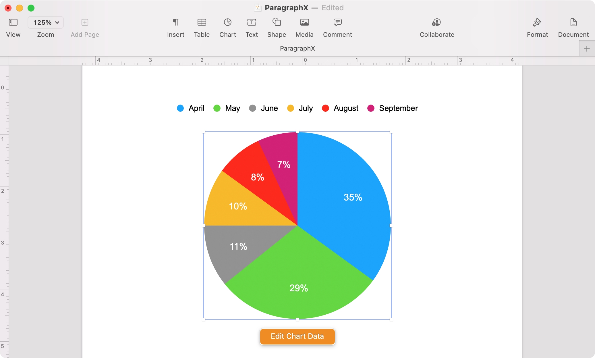 Pie Chart in Pages on Mac