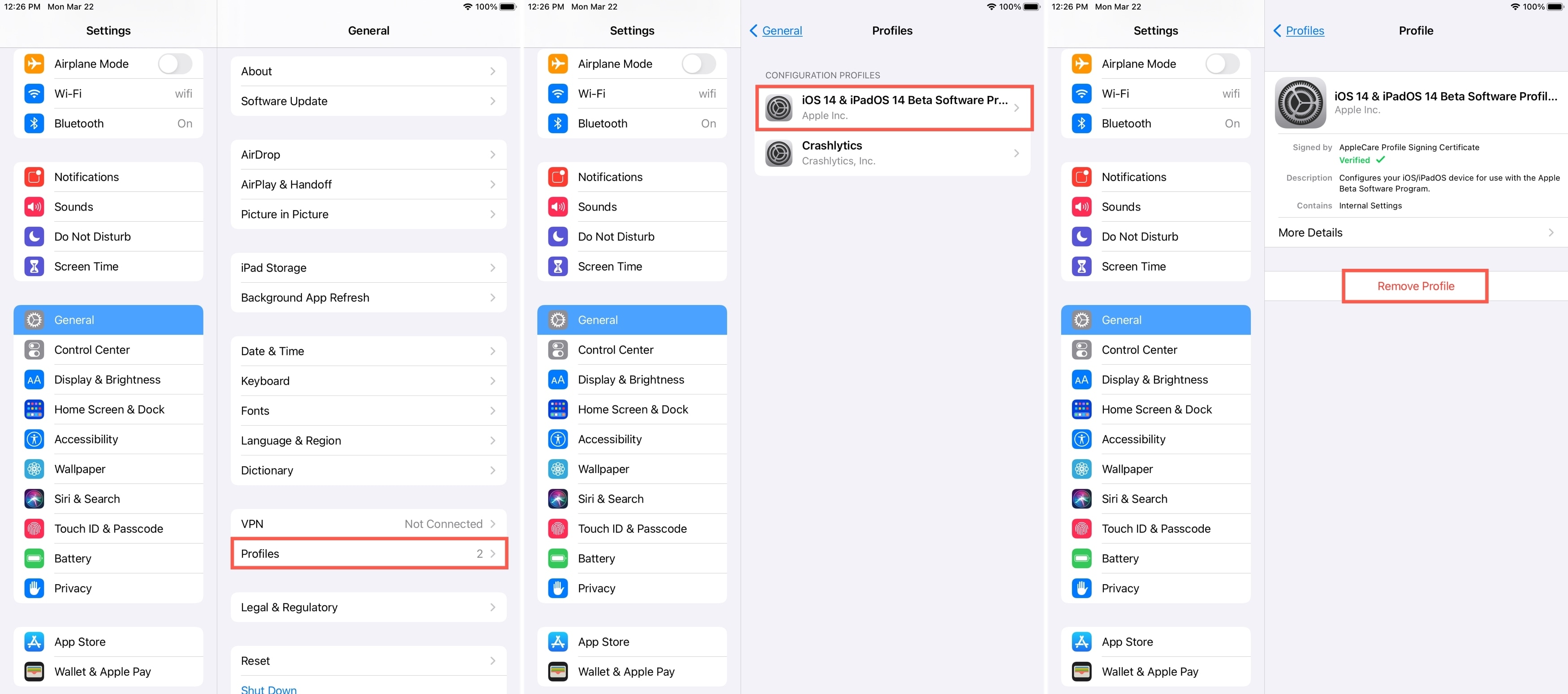 Remove Apple iOS Beta Profile on iPad