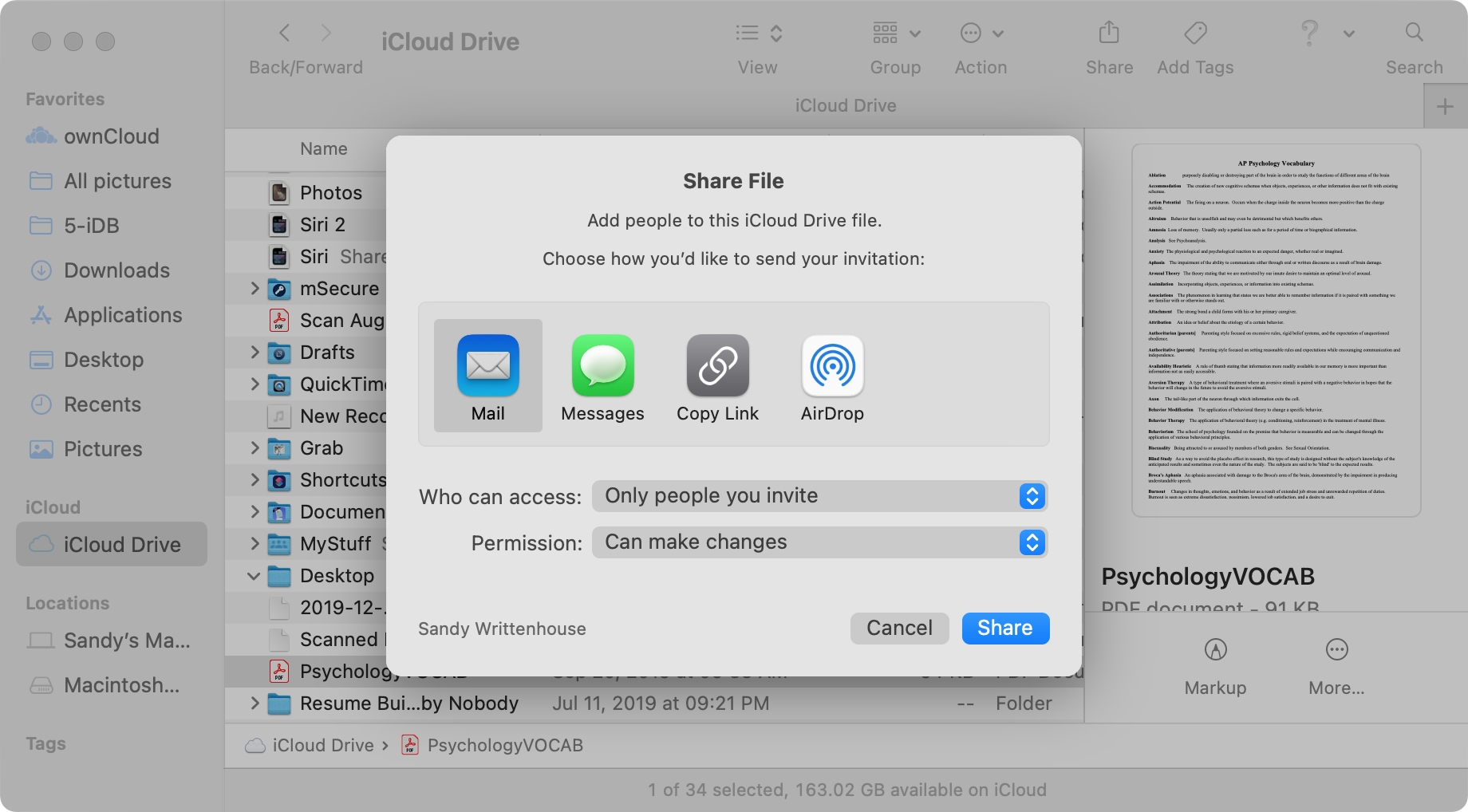 iCloud Drive Folder on Mac to Share Files