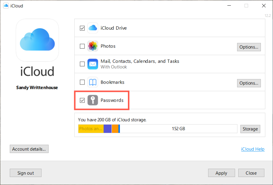 iCloud Windows Passwords Use