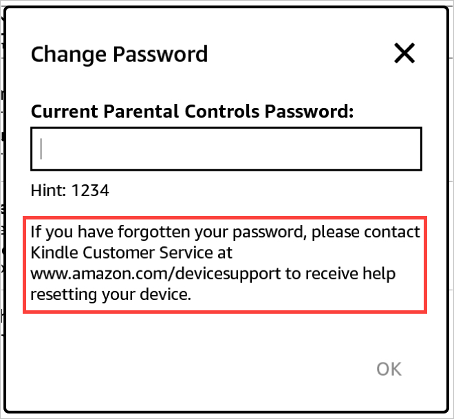 Kindle Paperwhite Parental Controls, Change Password