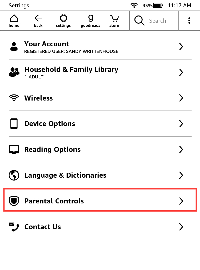 Kindle Paperwhite Settings, Parental Controls