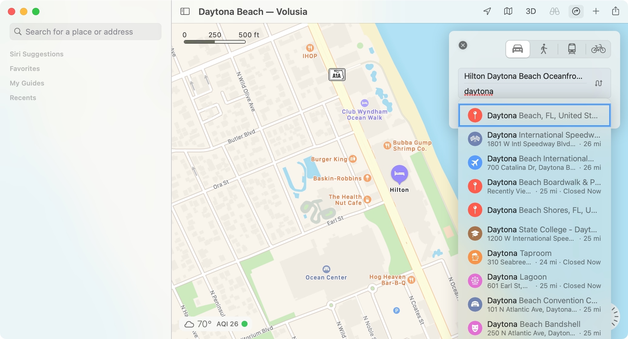 Maps Create Route from Locations on Mac