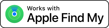 An image showing the "Works with Apple Find My" badge for websites and product packaging