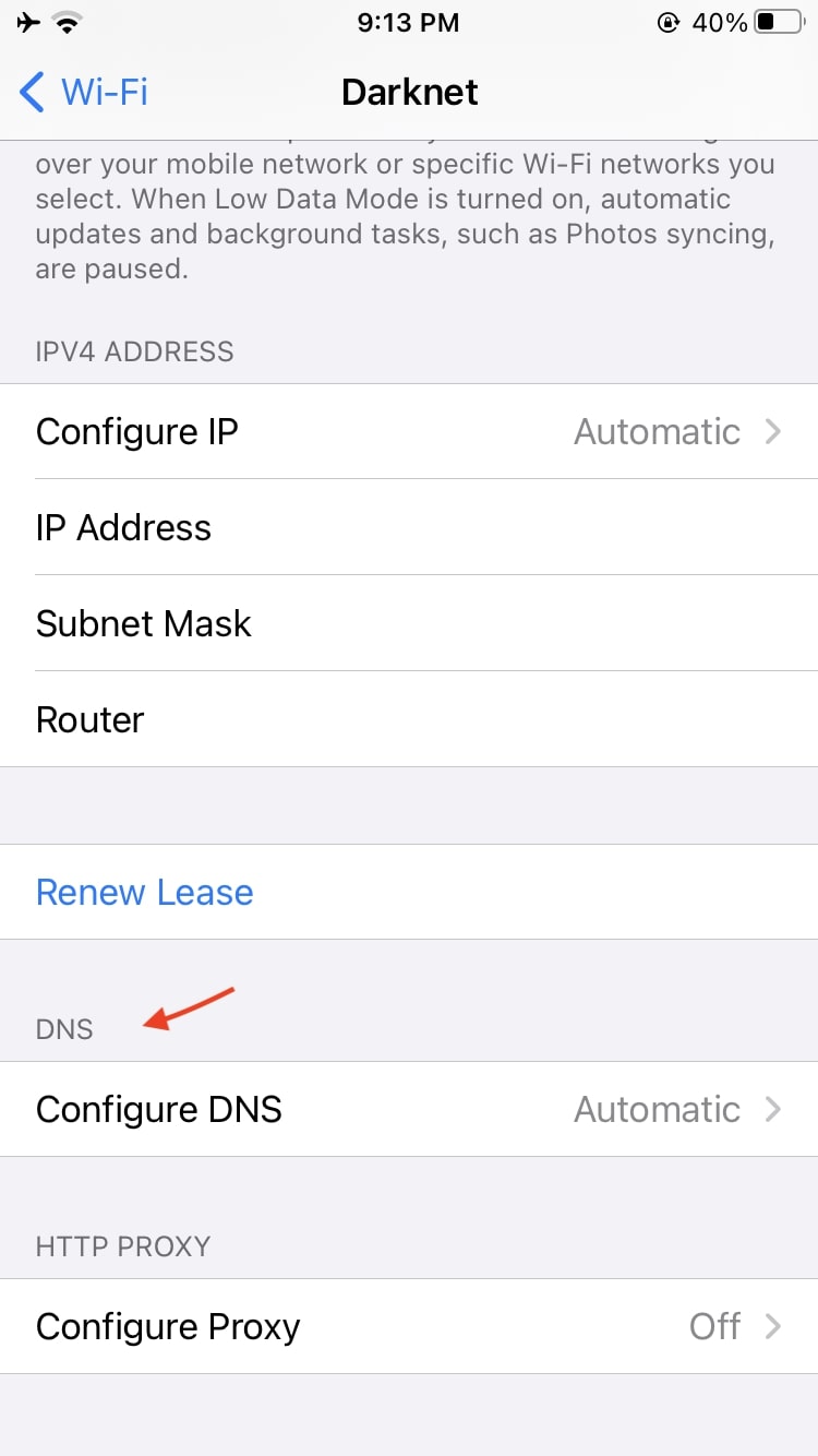 DNS Settings iPhone