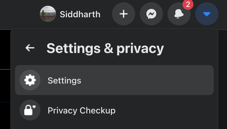 Facebook settings desktop