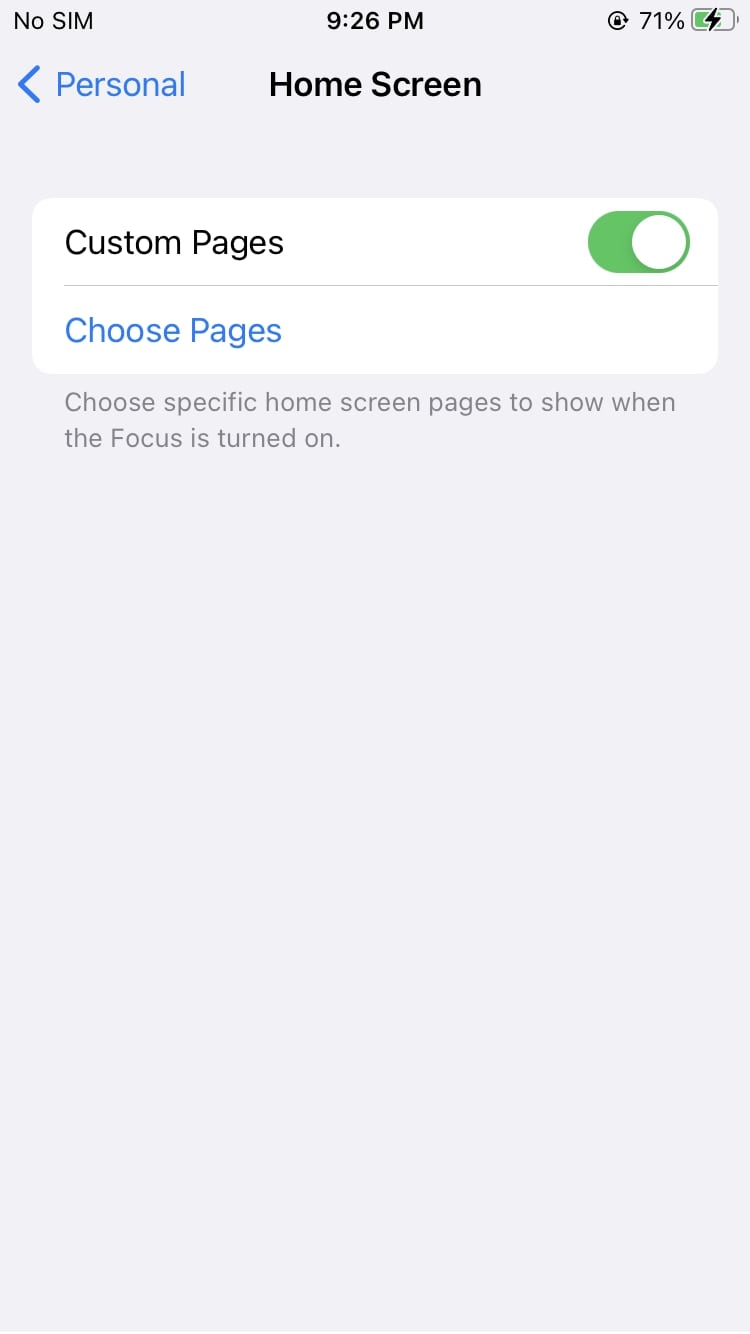 Custom Pages Focus mode