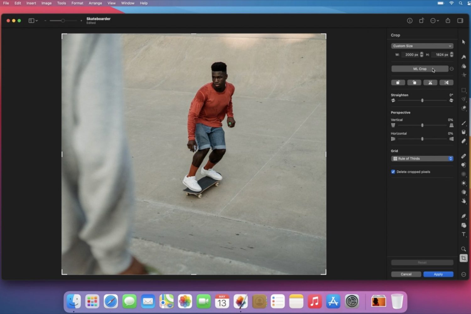 A still from the official video promoting the ML Crop feature in Pixelmator Pro 2.1 for Mac