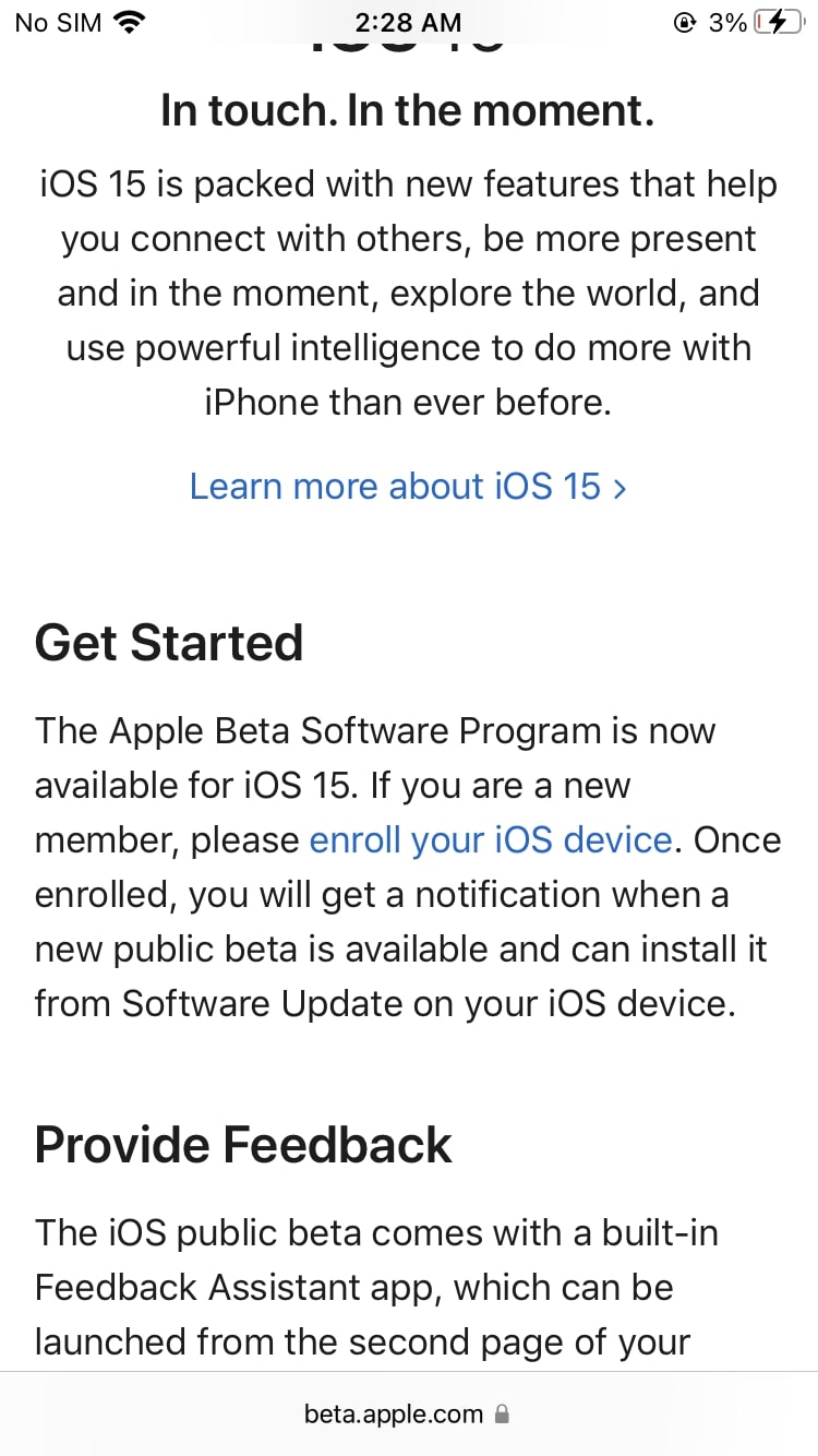 Enroll your iOS device public beta