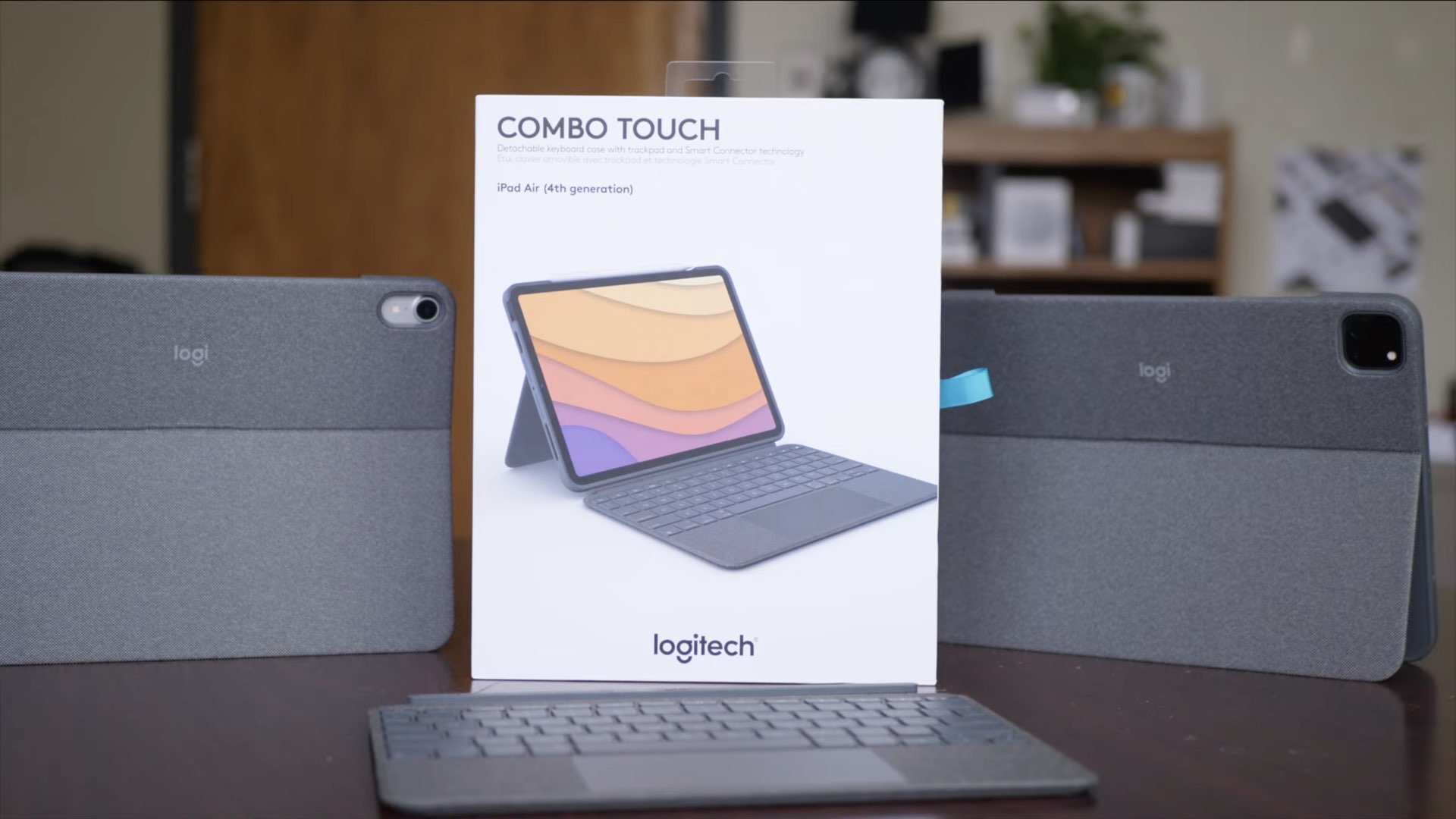 A photo showing packaging of Logitech's Combo Keyboard accessory for iPad Air 4