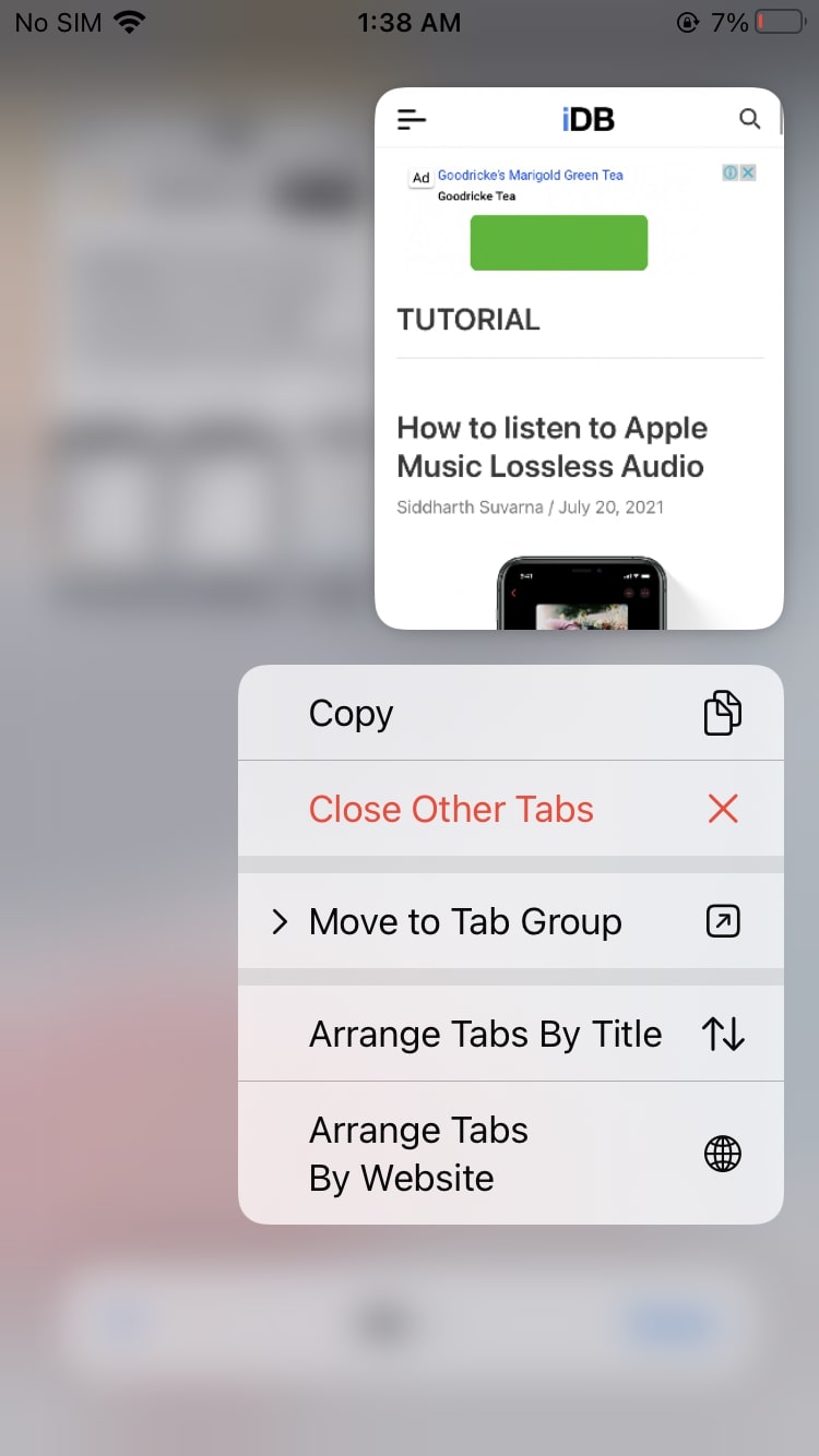 Move and arrange tabs in a group