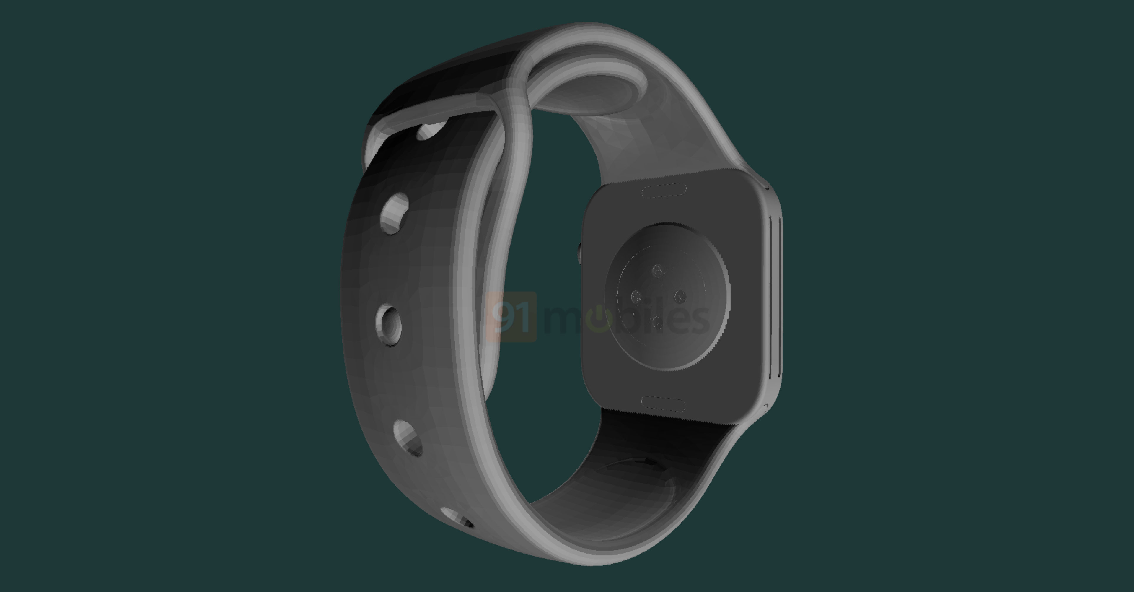 A CAD-based render of the back crystal on Apple Watch Series 7 