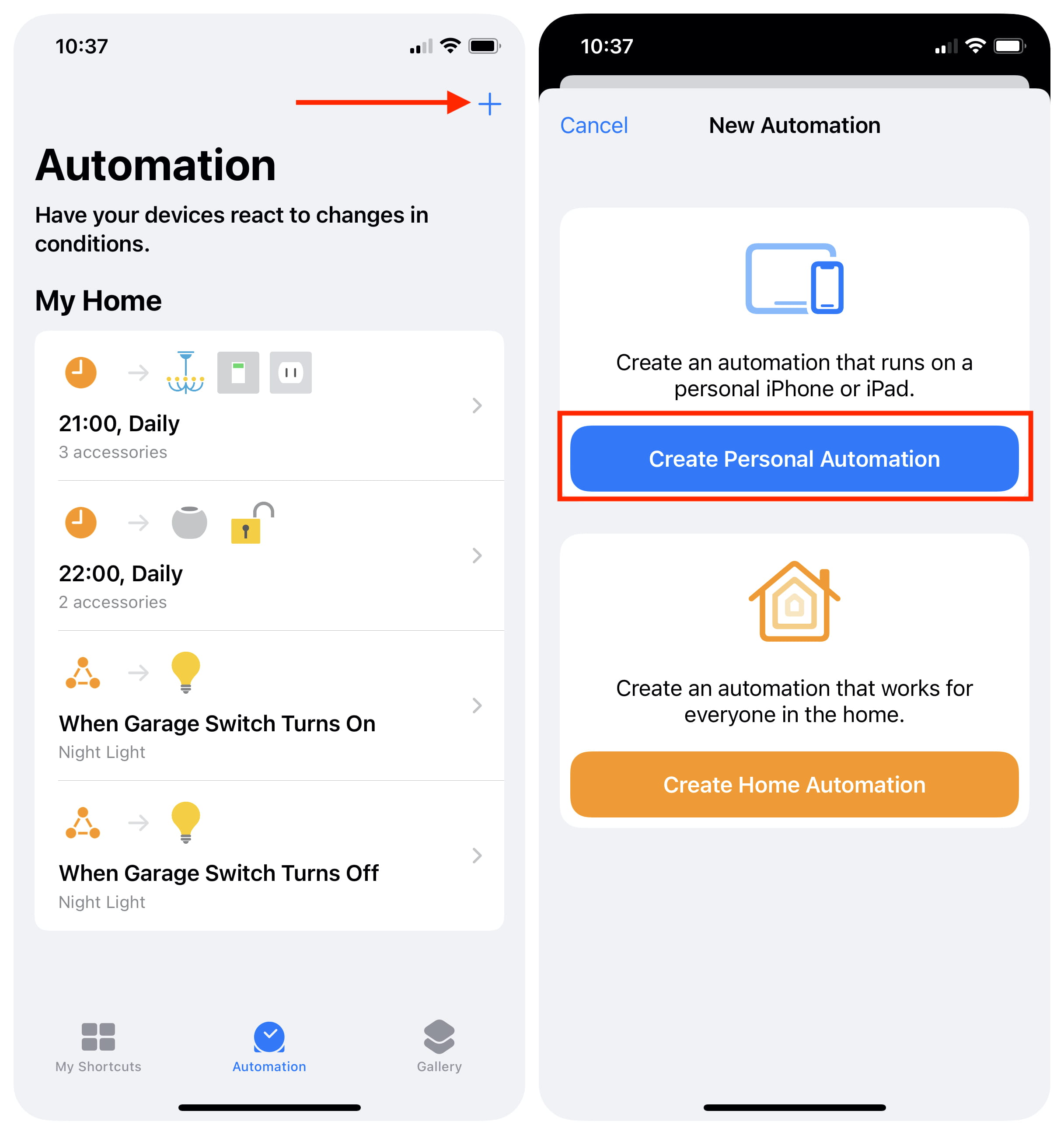 Create personal automation in Shortcuts