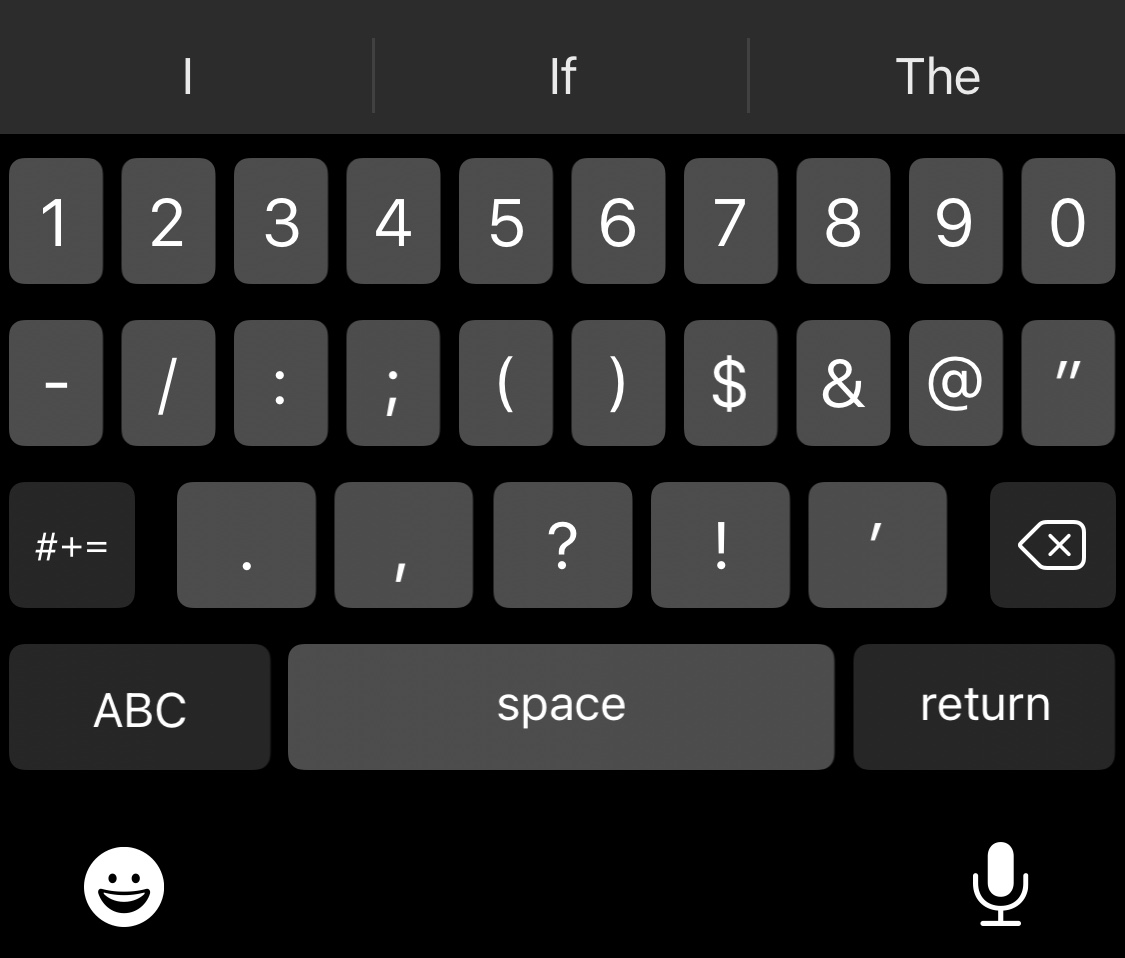 A dark version of the iOS keyboard.