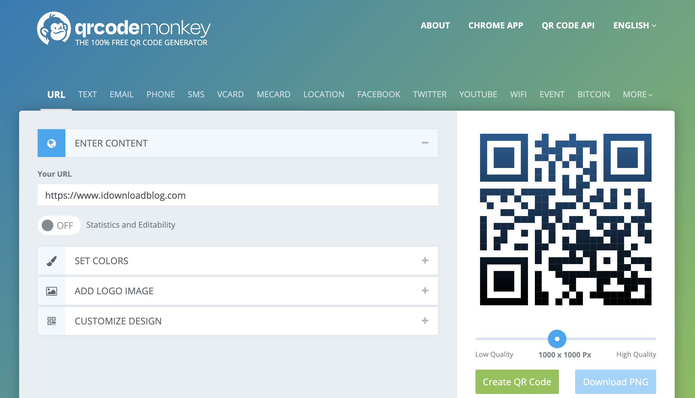 qrcode monkey to create QR code on Mac