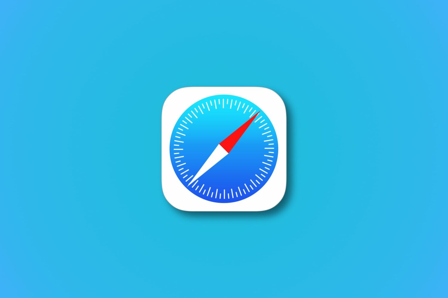 Illustration showing an Apple Safari logo set against a blue gradient background