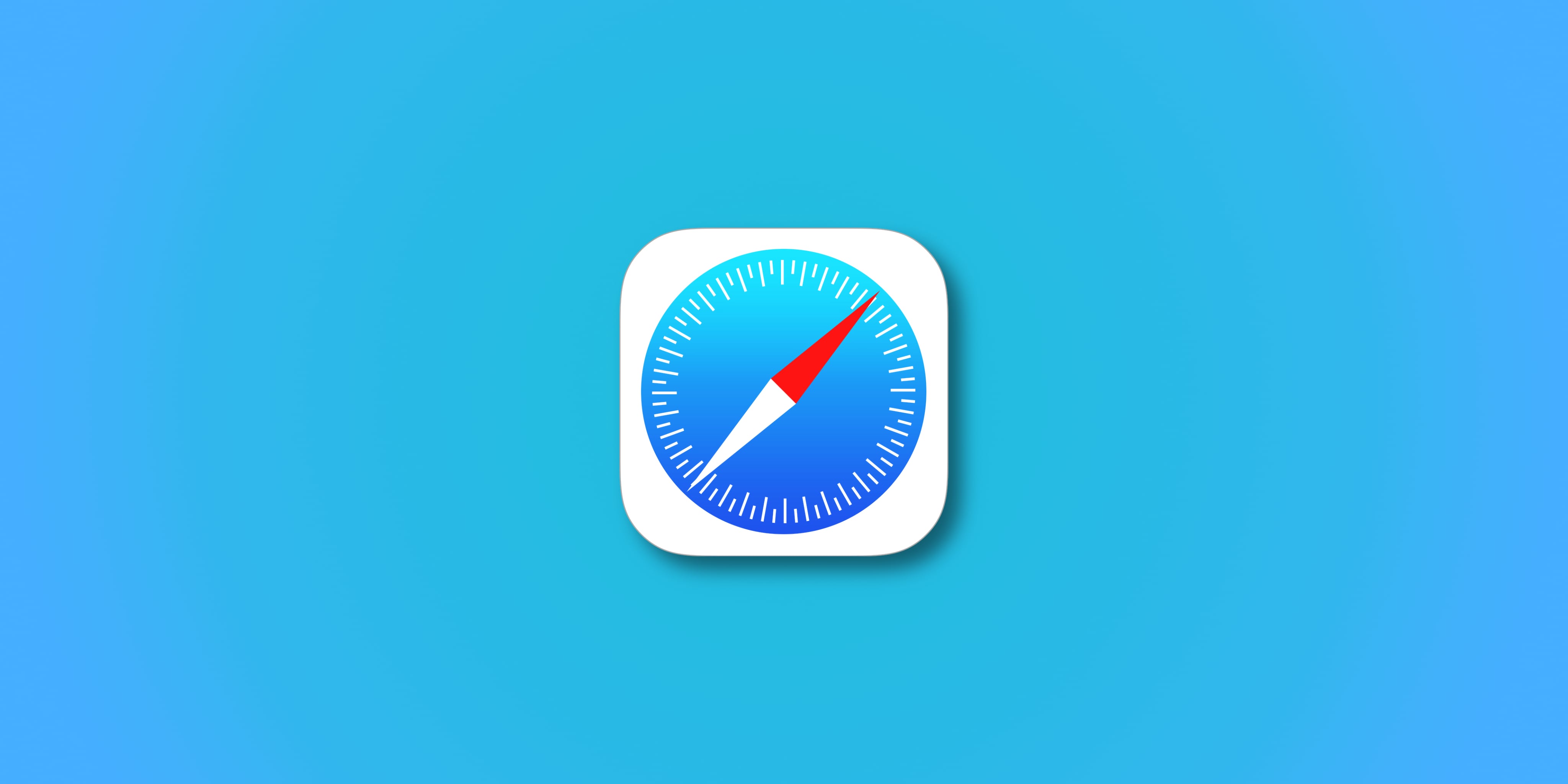 Illustration showing an Apple Safari logo set against a blue gradient background
