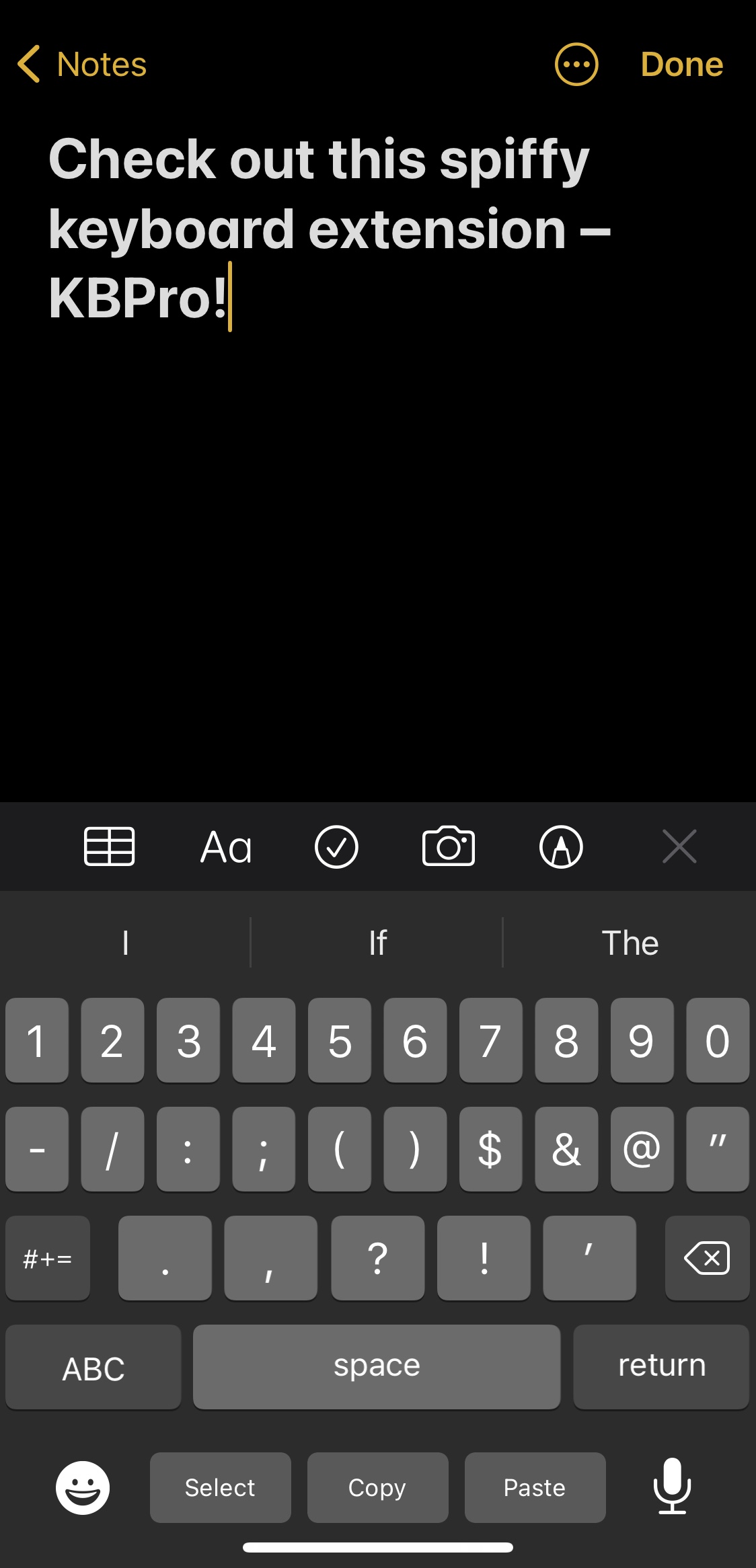 KBPro adds shortcuts and UI customization to the iOS keyboard.