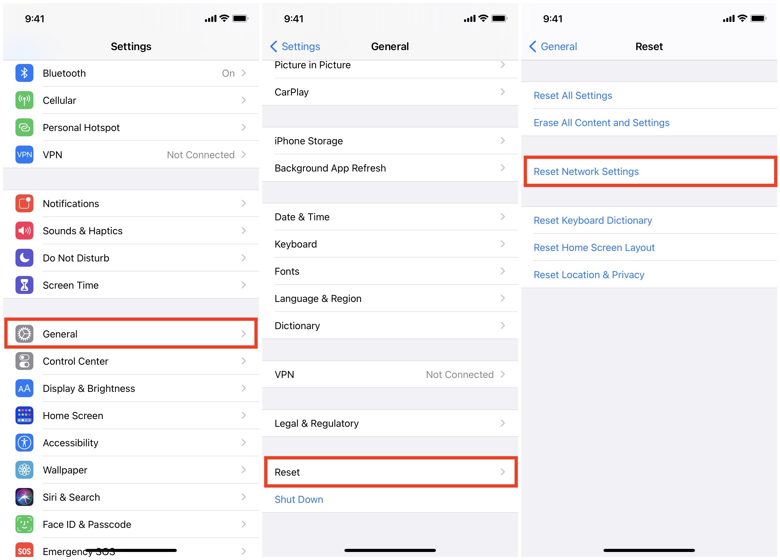 Reset Network Settings on iPhone