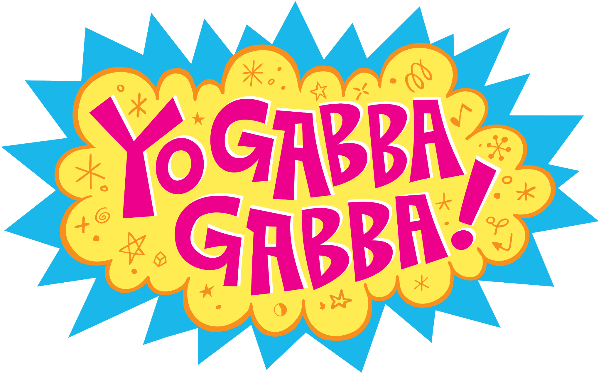 Logo for the kids puppet show Yo Gabba Gabba set against a transparent background