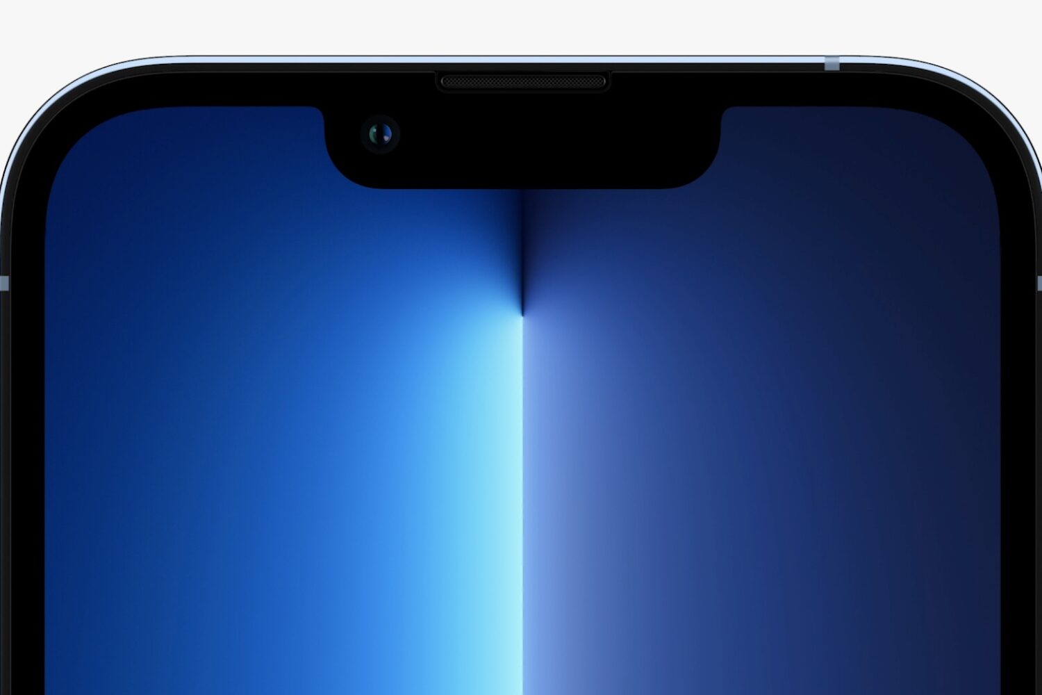 Apple's marketing image illustrating a smaller notch on the iPhone 13 Pro
