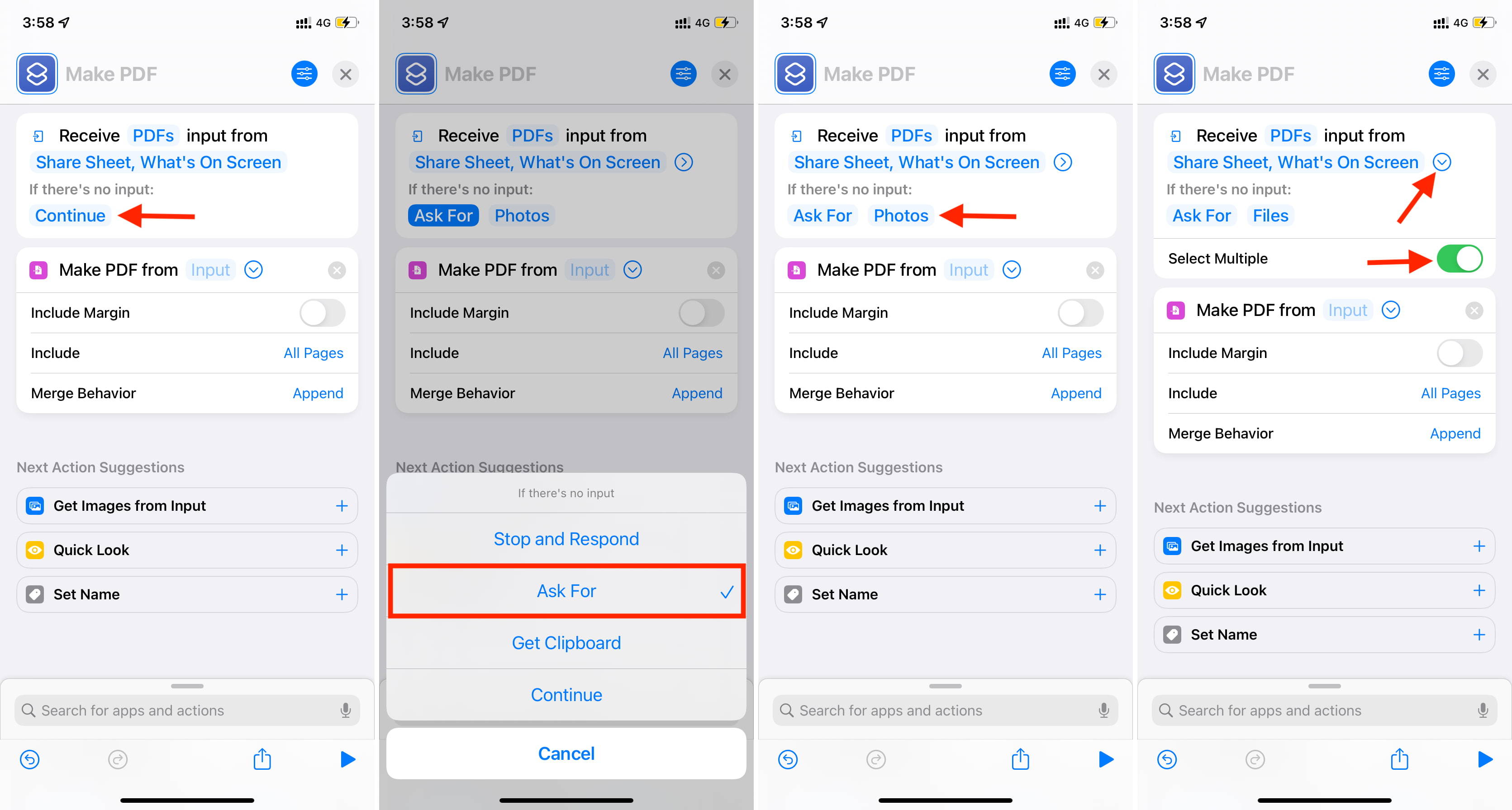 Customizing merge PDF iOS Shortcut to work from anywhere