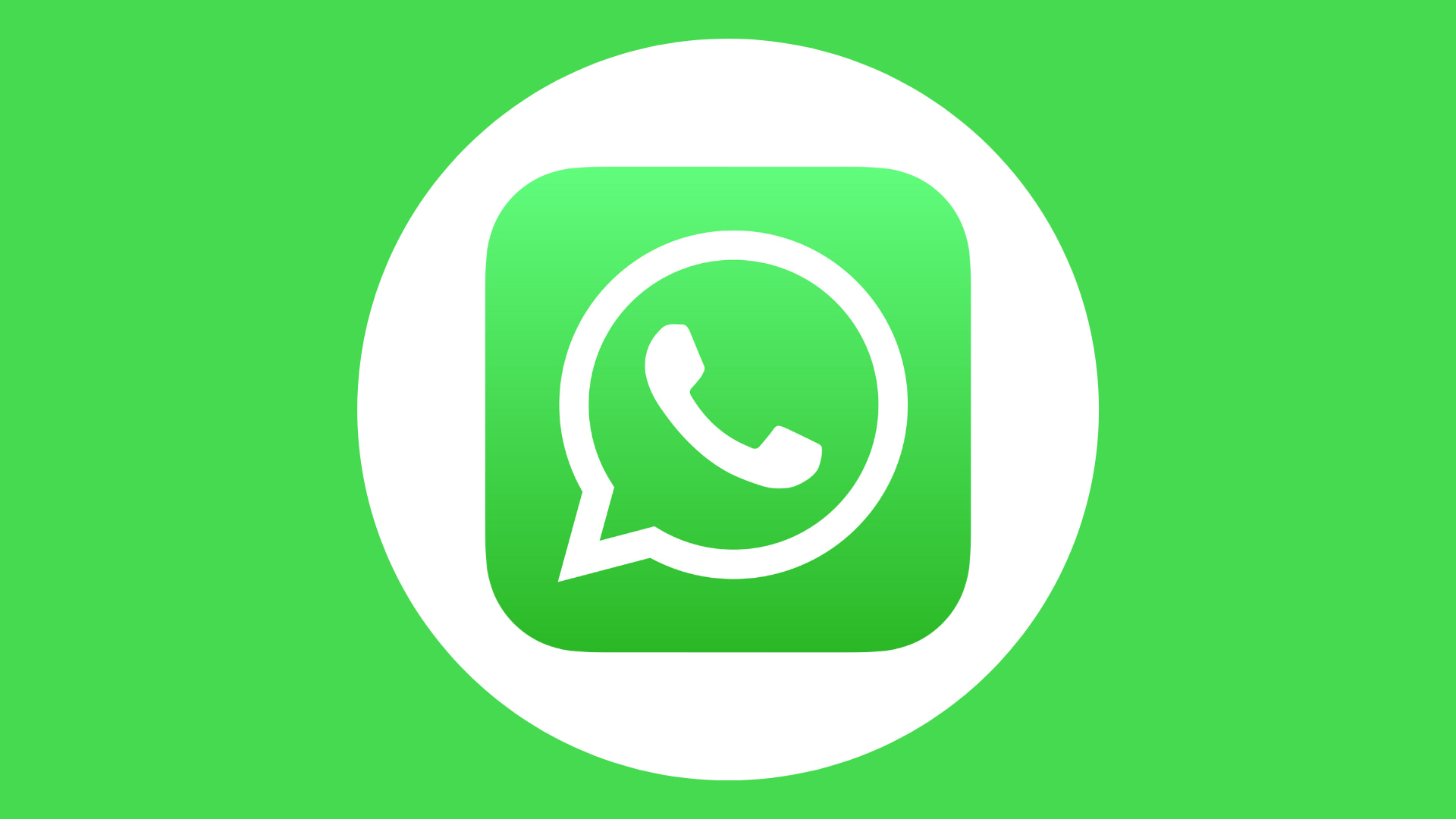 El ícono de la aplicación móvil de WhatsApp dentro de un círculo blanco sólido, sobre un fondo completamente verde 