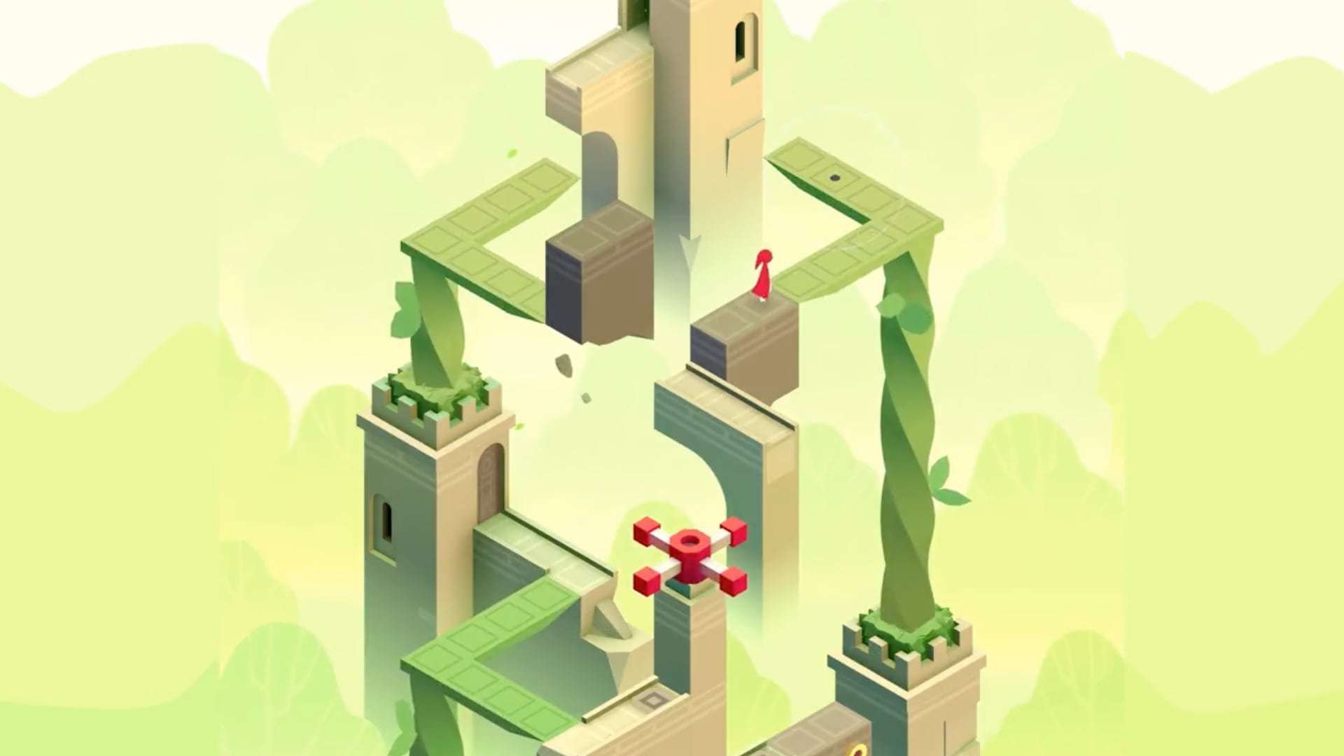 A scene from The Lost Forest level from the Monument Valley 2 game