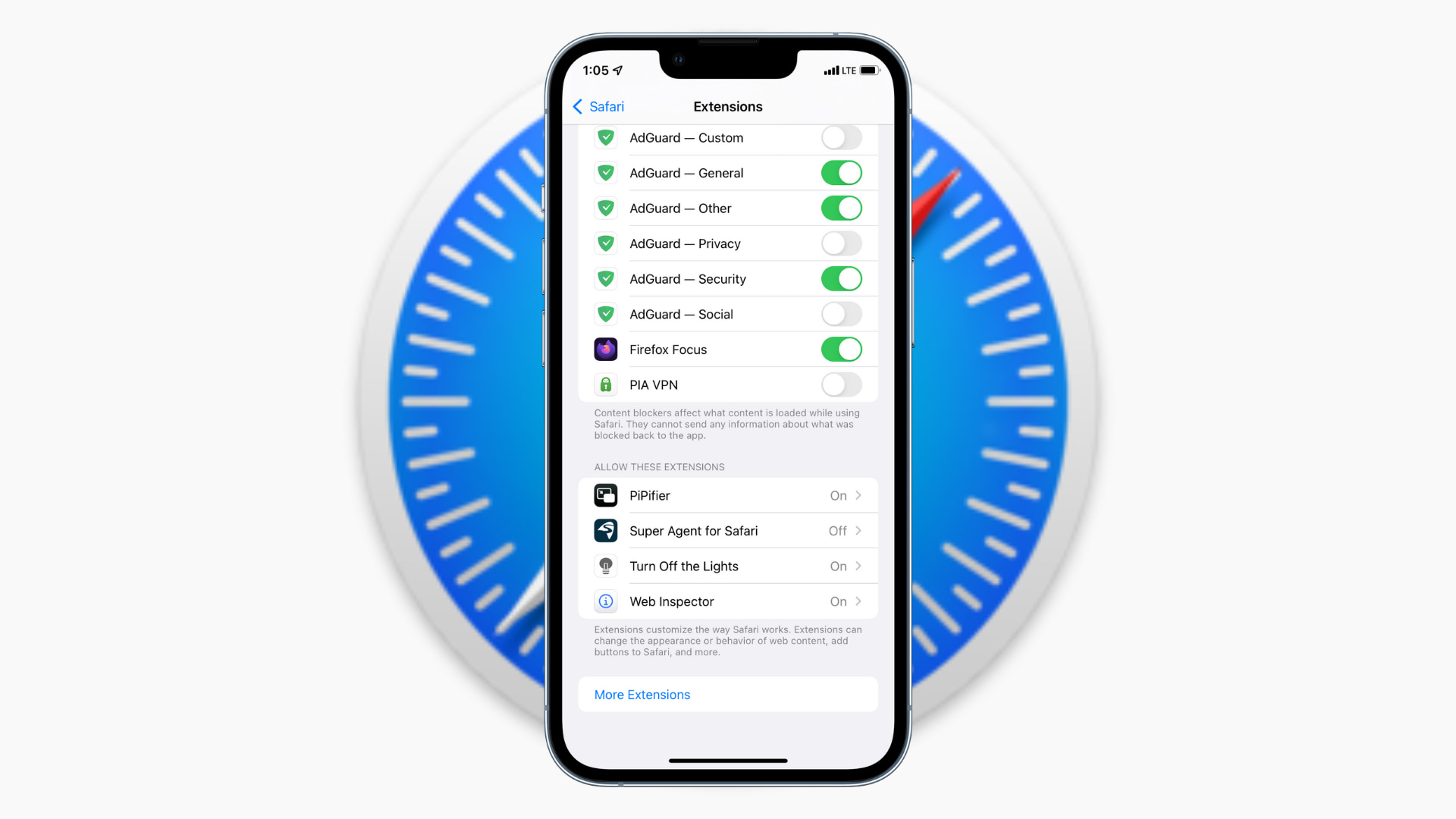 Safari Extension on iPhone in iOS 15