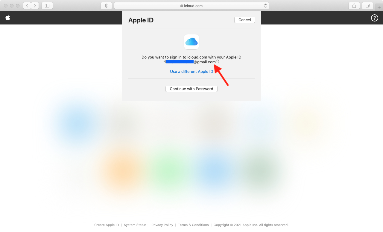 See your Apple ID when signing in to iCloud in Safari