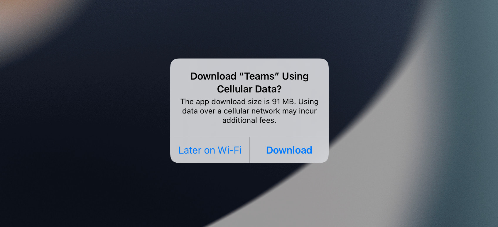 iPhone App Store popup showing app's size before downloading
