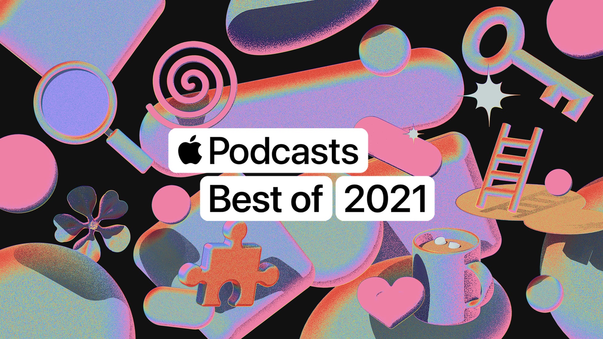 Apple's marketing image for the Best of 2021 charts on Apple Podcasts