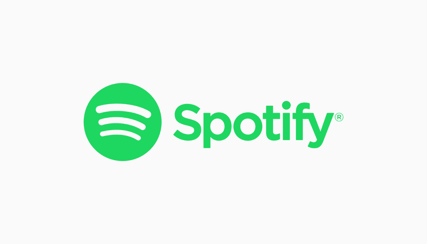 Green Spotify logo and text on a very light gray background