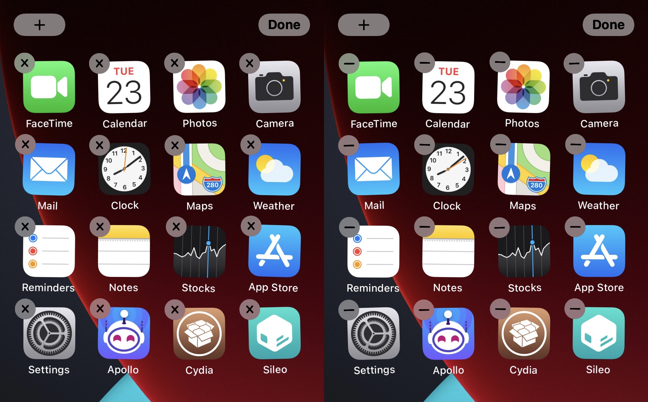Replace the Home Screen’s minus buttons with delete buttons.