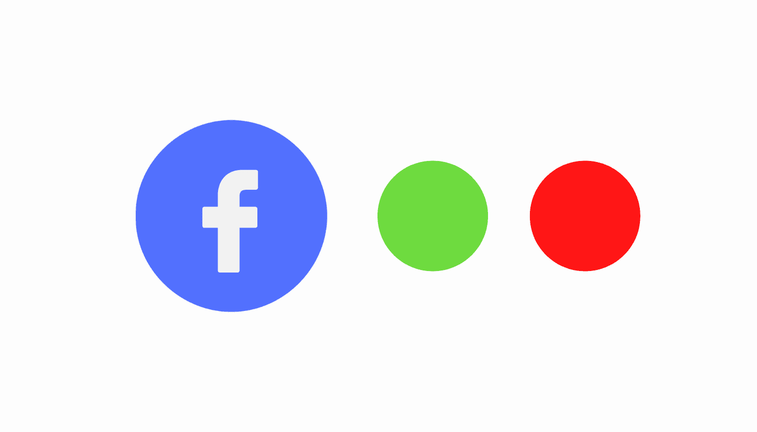 Round Facebook logo with green and red dots representing online and offline status