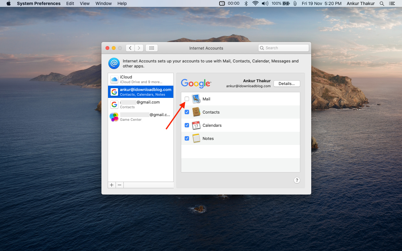 Turn off all Mail in Mac System Preferences
