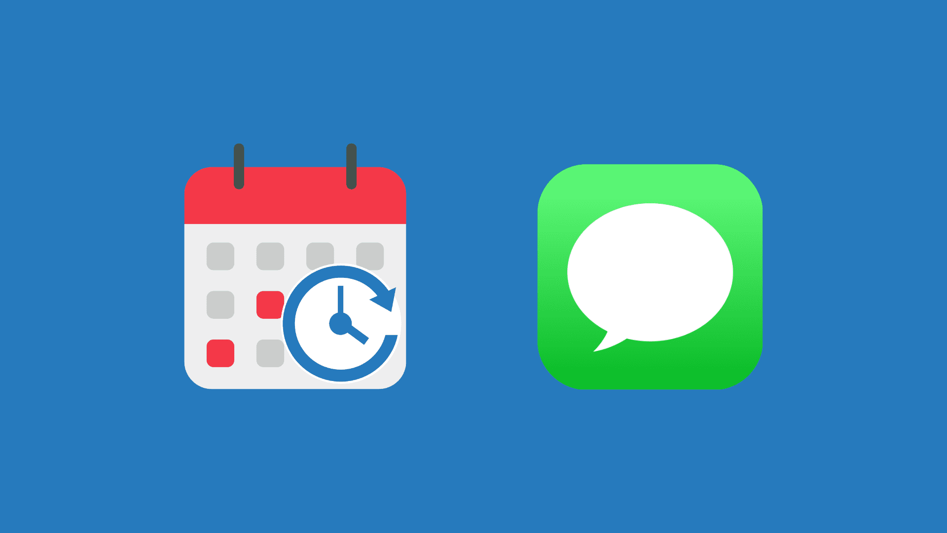 Apple Calendar and Messages app icons on a dark blue background