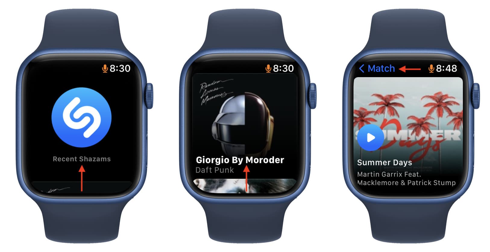 Recent Shazams on Apple Watch