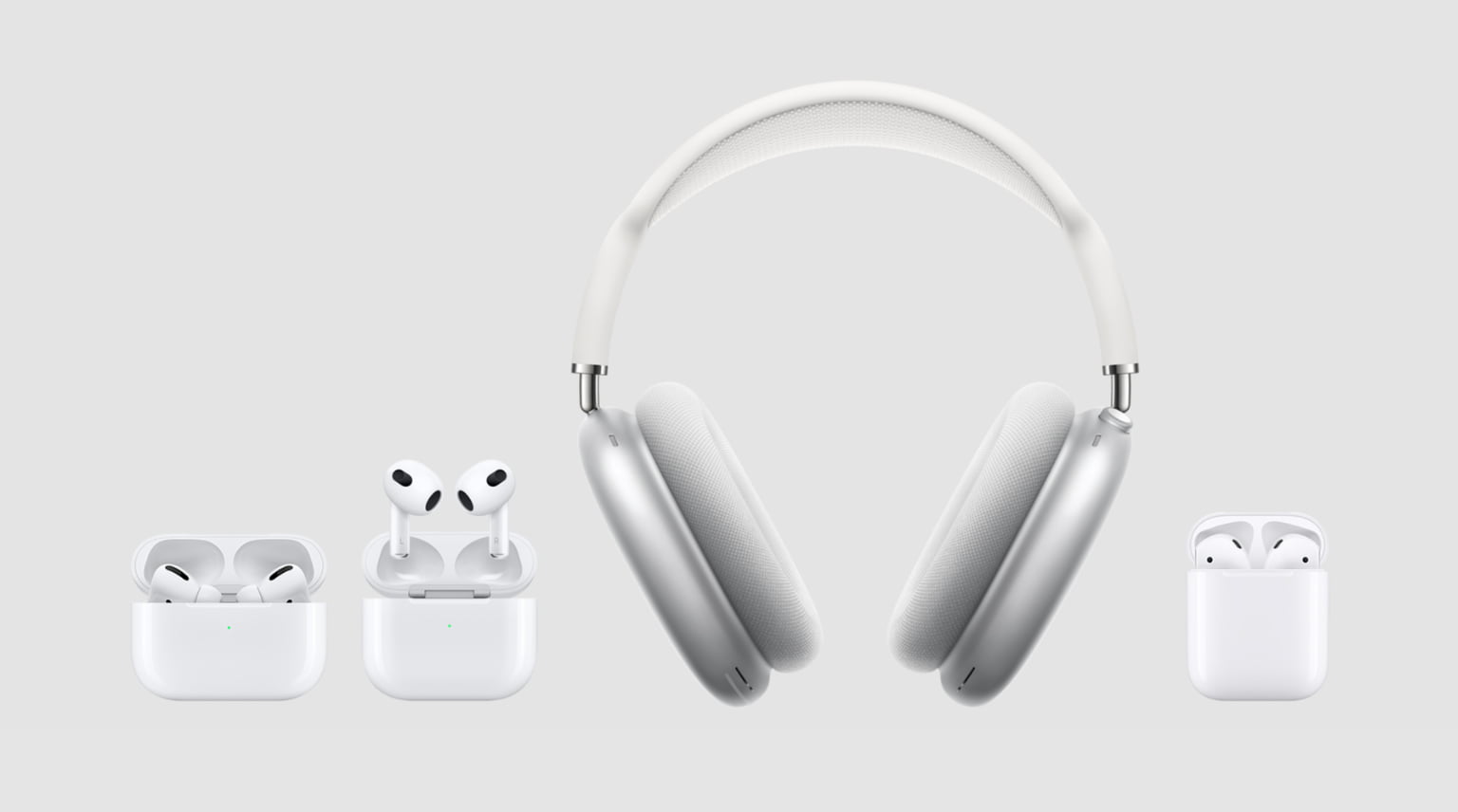 AirPods, AirPods Pro, AirPods 3rd generation, and AirPods Max